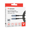 Verbatim Sync And Charge Usb C To Usb C 240W 40 Gbps Display 120 Cm