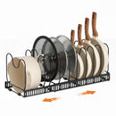 Expandable Pots and Pans Organizer Rack Cookware Holder Kitchen Cabinet Rack