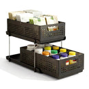 Under Sink Organizer 2 Tier Pull Out Drawer with Removable Baskets & Divider