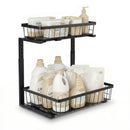 Under Sink Organizer Storage with 2 Slide Out Drawers 5 Adjustable Height Bathroom Kitchen Cabinet Black