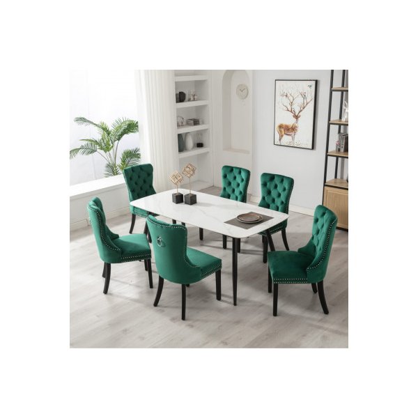 2X Velvet Dining Chairs Green