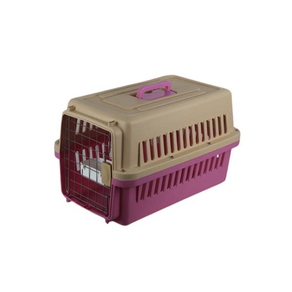 New Medium Pet Airline Carrier Cage With Bowl And Tray Pink