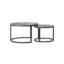 Nesting Coffee Table Round Marble Grey And Black