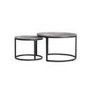 Nesting Coffee Table Round Marble Grey And Black