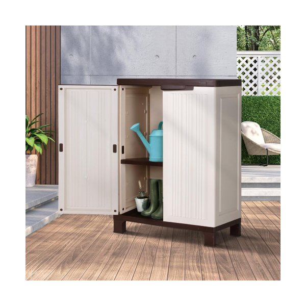 Outdoor Storage Cabinet Adjustable Lockable Beige