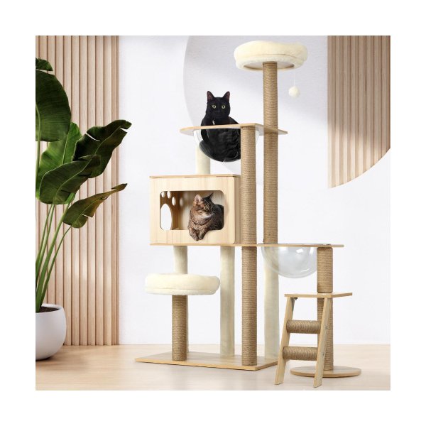 Cat Tree Scratcher Cats Condo Wood 142cm