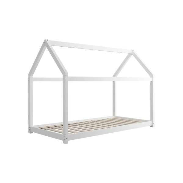 Wooden Bed Frame Single House Style White