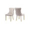 2X Velvet Upholstered Dining Chairs Tufted Wingback With Studs Trim