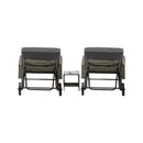 2x Wheeled Sun Lounger & Table Outdoor Set Grey