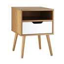 Bedside Table Handle-Free Open Shelf Wooden&White