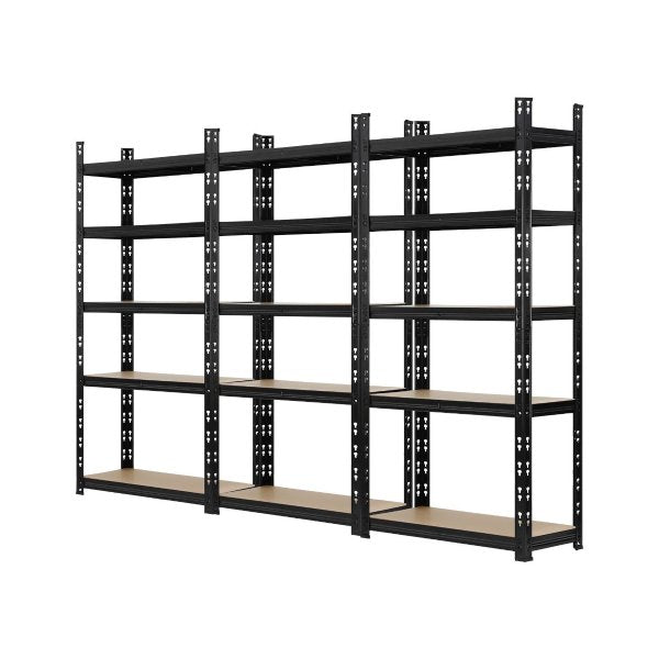 3x Warehouse Storage Rack 5-tier 1.5m Black