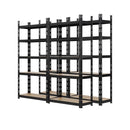 3x Warehouse Storage Rack 5-tier 1.5m Black