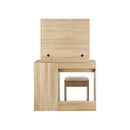 Dressing Table Stool Set 12 Led Bulbs Mirror Wooden And White