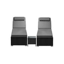 2X Sun Lounge with Table Outdoor Set