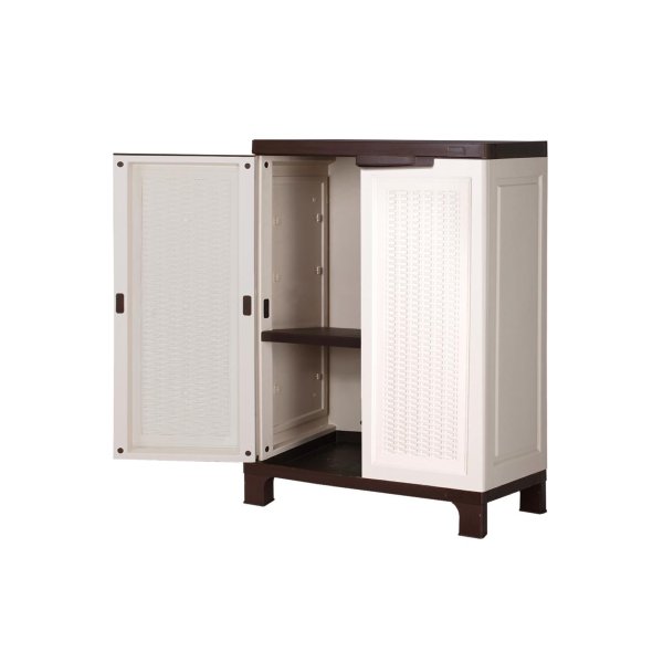 Outdoor Storage Cabinet Removable Shelf Lockable Beige
