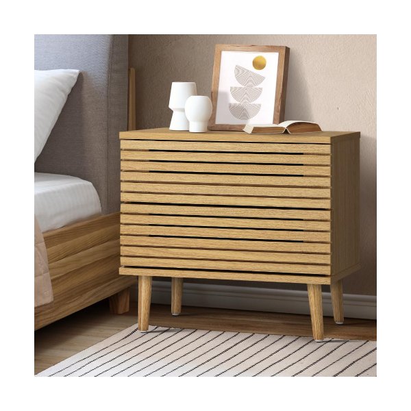 Bedside Tables 2 Drawers Unique Handle-Free