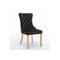 2X Velvet Dining Chairs With Golden Metal Legs Black
