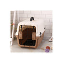 Portable Plastic Dog Cat Pet Carrier Travel Cage With Tray Brown