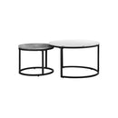 Set of 2 Coffee Table Round Nesting White & Grey