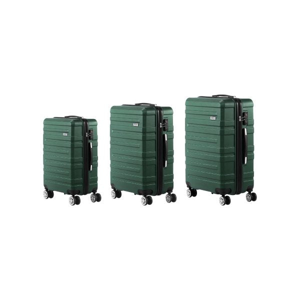3Pcs Luggage Suitcase Trolley Set Travel Tsa Storage Hard Case Green