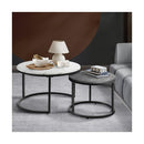 Set of 2 Coffee Table Round Nesting White & Grey
