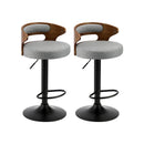 Bar Stools Gas Lift Swivel Wooden Grey x2