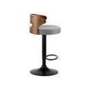 Bar Stools Gas Lift Swivel Wooden Grey x2