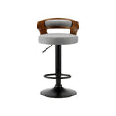Bar Stools Gas Lift Swivel Wooden Grey x2