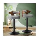 Bar Stools Gas Lift Swivel Wooden Grey x2