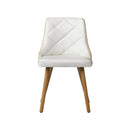 Dining Chairs Wooden Faux Leather Seat 2x White