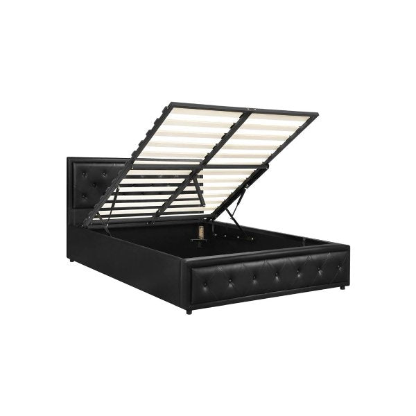 Bed Frame with Storage Space Gas Lift Black
