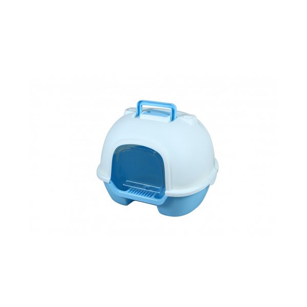 Portable Hooded Cat Toilet Litter Box Tray With Handle And Scoop Blue