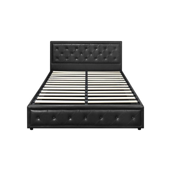 King Bed Frame with Storage Space Gas Lift Black