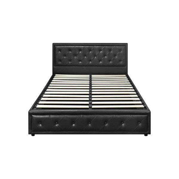 Bed Frame with Storage Space Gas Lift Black