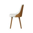 Dining Chairs Wooden Faux Leather Seat 2x White