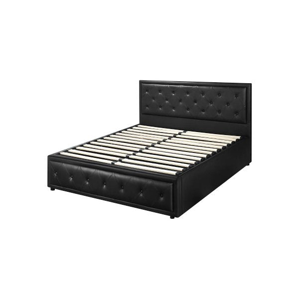 Bed Frame with Storage Space Gas Lift Black