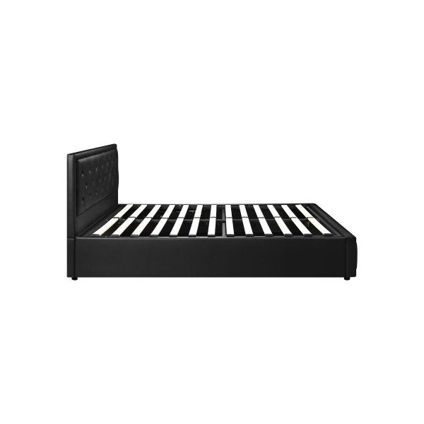 King Bed Frame with Storage Space Gas Lift Black