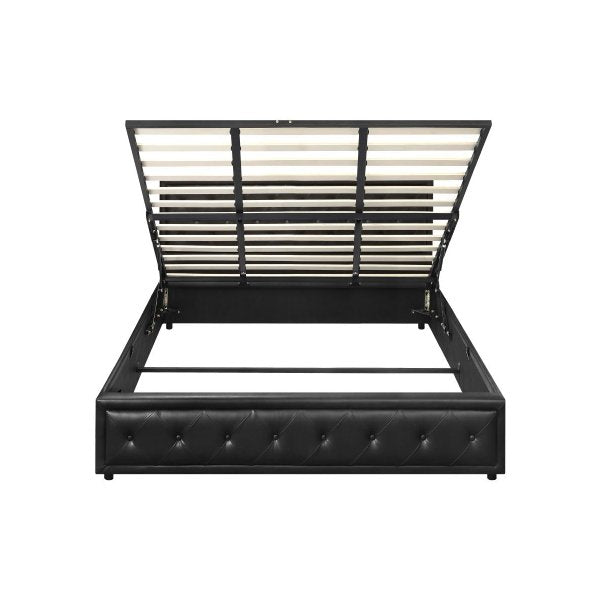 Bed Frame with Storage Space Gas Lift Black