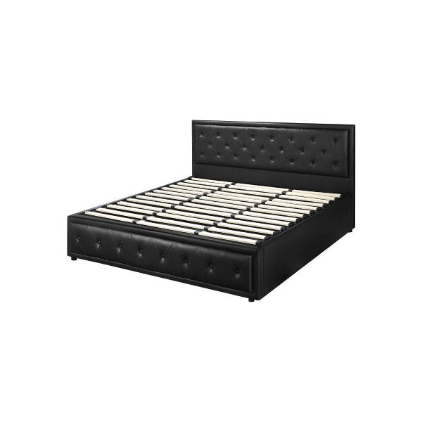 King Bed Frame with Storage Space Gas Lift Black