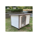 M Timber Pet Dog Kennel House Wooden Timber Cabin With Stripe White