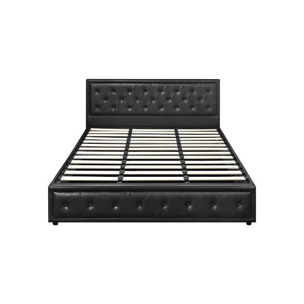 King Bed Frame with Storage Space Gas Lift Black