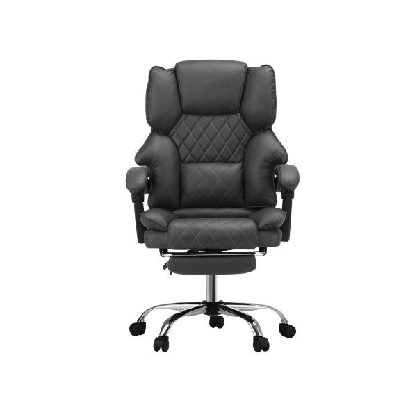 Massage Office Chair PU Footrest Grey