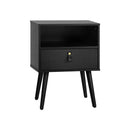 Bedside Tables with Leather Handle Black