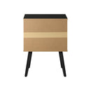 Bedside Tables with Leather Handle Black