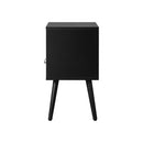 Bedside Tables with Leather Handle Black