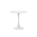 60Cm Dining Table Marble Tulip Shape White