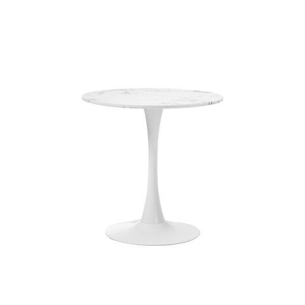 60Cm Dining Table Marble Tulip Shape White