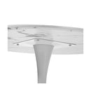 60Cm Dining Table Marble Tulip Shape White