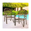 Outdoor Dining Chairs Cast Aluminium Frame Set of 2