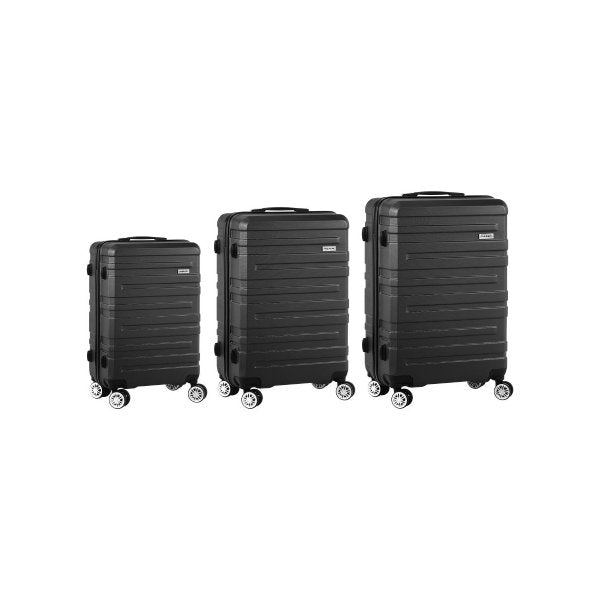 3Pcs Luggage Suitcase Trolley Travel Tsa Lock Storage Hard Case Black